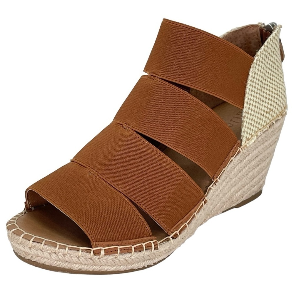 Gentle Souls Charli Cognac Elastic Womens Wedge Sandals Size 9.5M